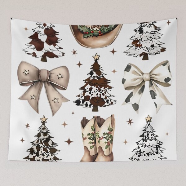 Item preview, Western Christmas | Cow Print Christmas Trees and Cowboy Boots | Rustic Holiday Sublimation Design | Country Christmas Clipart designed and sold by JosephRoldan.