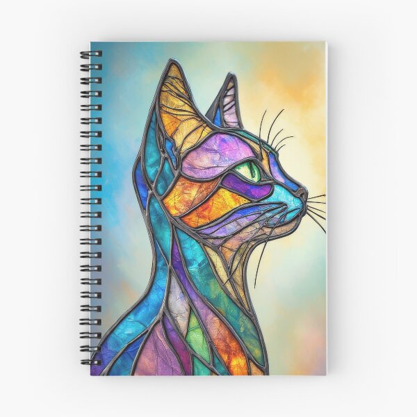 Item preview, Rainbow Stained Glass Cat – Whimsical Fantasy Feline Art designed and sold by She was a  Dreamer....
