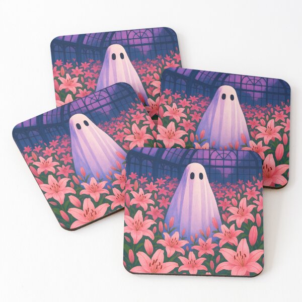 Item preview, Ghost in the Pink Lily Greenhouse – Eerie Twilight Bloom designed and sold by EmeraldeaArt.