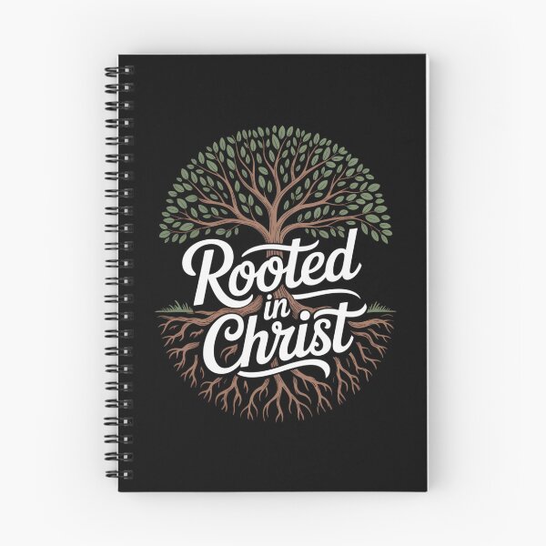 Aperçu de l'œuvre T-shirt chrétien « Enraciné dans le Christ » – Motif arbre de la foi avec racines créée et vendue par Goodthreadz.