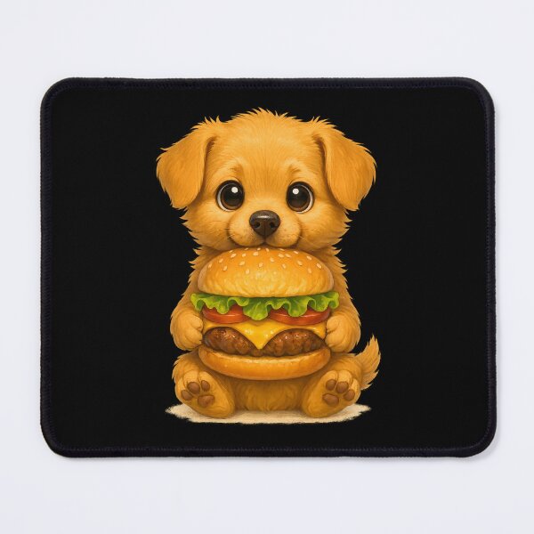 Item preview, Cute Puppy with Burger – Funny Animal Art designed and sold by VDekDesigns.