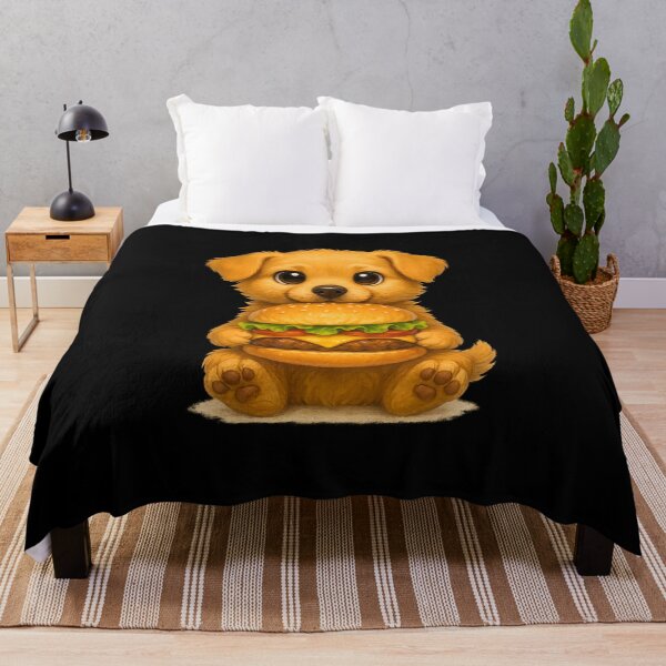 Item preview, Cute Puppy with Burger – Funny Animal Art designed and sold by VDekDesigns.