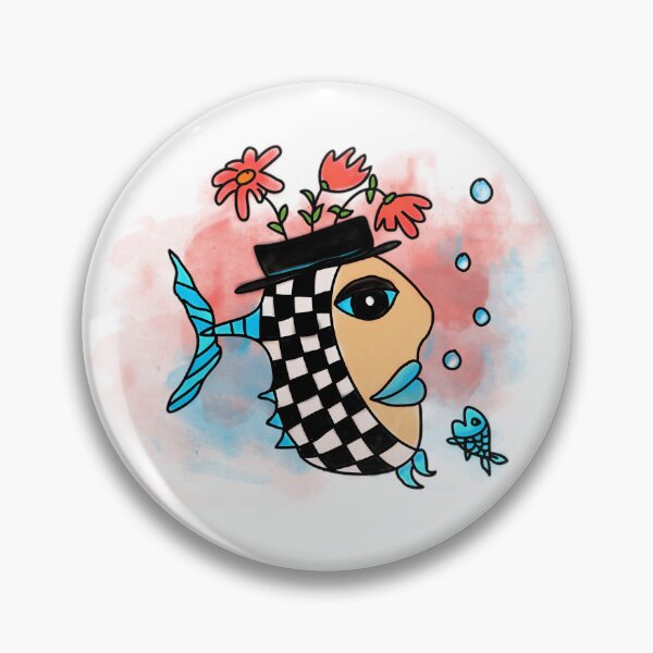 Item preview, Checkered Fish With Flowers And Blue Lips designed and sold by GGrizeldaRivas.