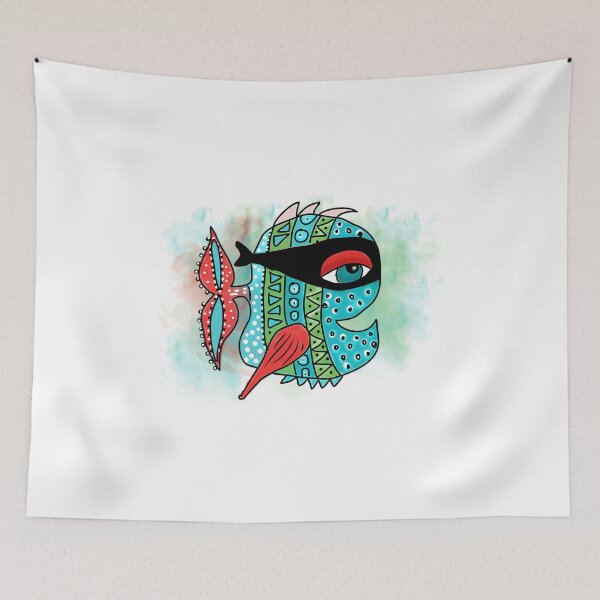 Item preview, Tribal Masked Fish With Red Fin designed and sold by GGrizeldaRivas.