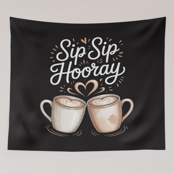 Item preview, Sip Sip Hooray Coffee Mug Latte Art Funny Caffeine novelty designed and sold by CraftyCuttable.