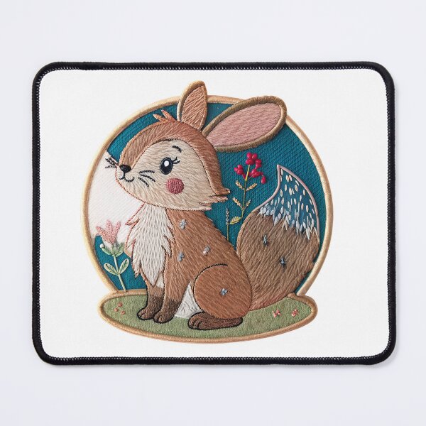 Item preview, Adorable embroidered bunny artwork brings whimsical charm, perfect for children's designs, greeting cards, or cute animal-themed projects that need a touch of handmade love designed and sold by mobiza1000.