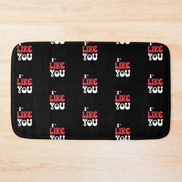 Aperçu de l'œuvre Design typographique minimaliste « I Like You » sur fond noir – Style pop art ludique créée et vendue par PixelVibe782.