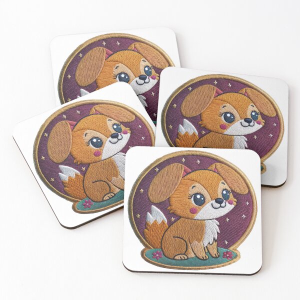 Item preview, Whimsical embroidered puppy patch with bright eyes and cute tail, perfect for kids crafts or cheerful design elements, adding a touch of playful charm designed and sold by mobiza1000.