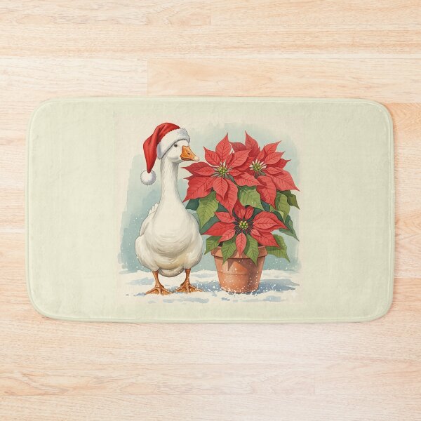 Item preview, Cute Goose in Santa Hat with Potted Poinsettia Christmas Watercolor designed and sold by naughty-raccoon.