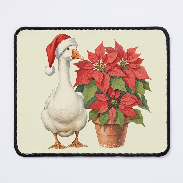 Item preview, Cute Goose in Santa Hat with Potted Poinsettia Christmas Watercolor designed and sold by naughty-raccoon.