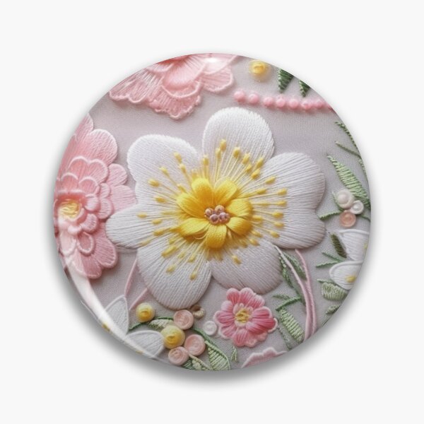Item preview, Pink and Yellow Floral Embroidery Art designed and sold by She was a  Dreamer....