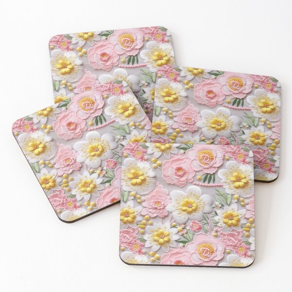Item preview, Pink and Yellow Floral Embroidery Art designed and sold by She was a  Dreamer....