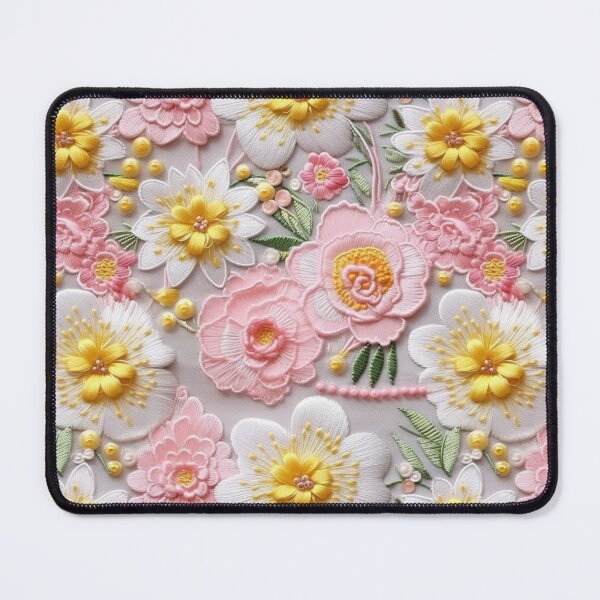 Item preview, Pink and Yellow Floral Embroidery Art designed and sold by She was a Dreamer....