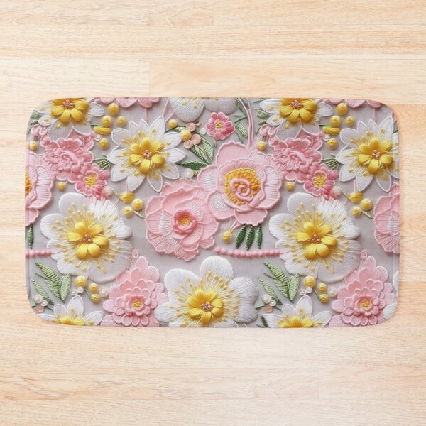 Item preview, Pink and Yellow Floral Embroidery Art designed and sold by She was a  Dreamer....
