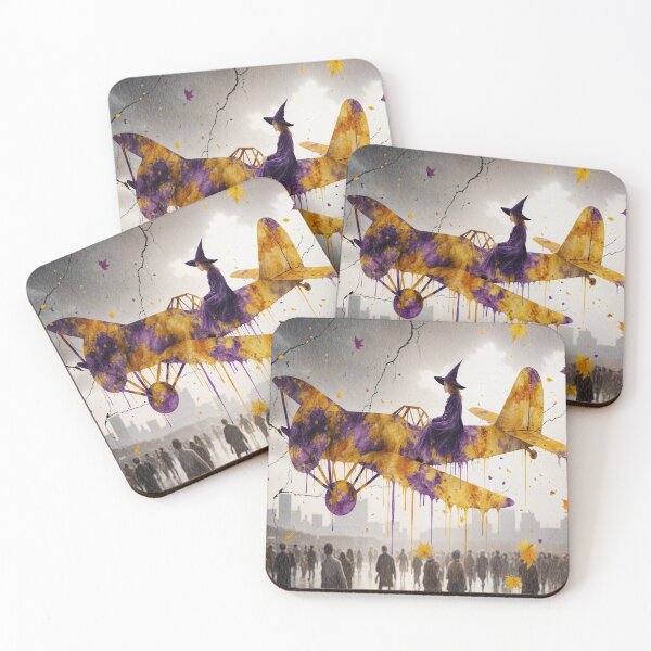 Item preview, Witch Flying on an Airplane designed and sold by M-Y-A-R-T-.