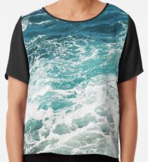 Blue Ocean Waves Chiffon Top