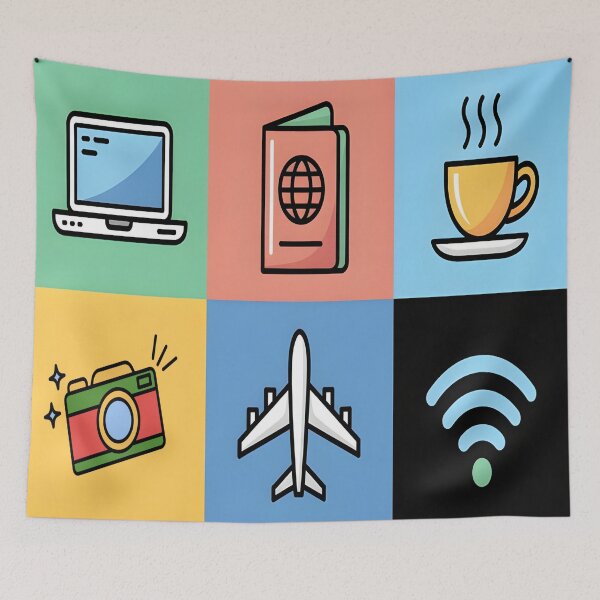 Item preview, Digital Nomad Essentials – Global Travel Icons designed and sold by 404wearpl.