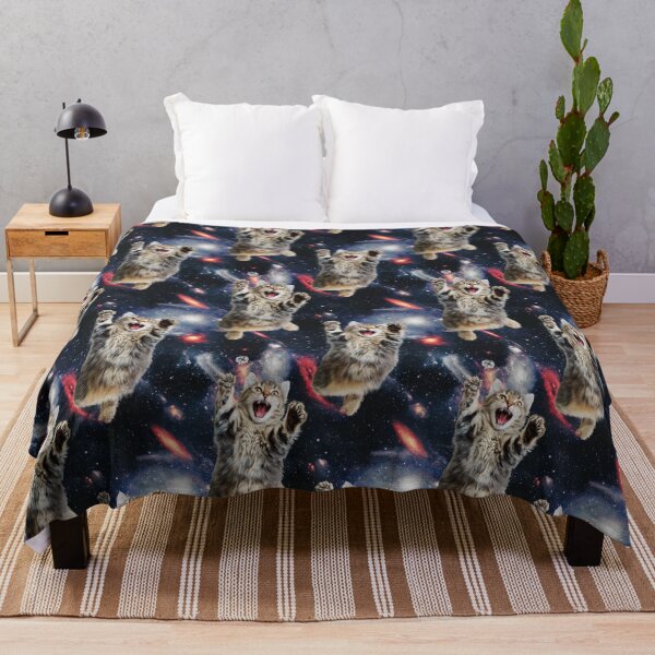 Item preview, Funny Ecstatic Cats Floating in Outer Space - Galactic Meme designed and sold by Wall Hues.