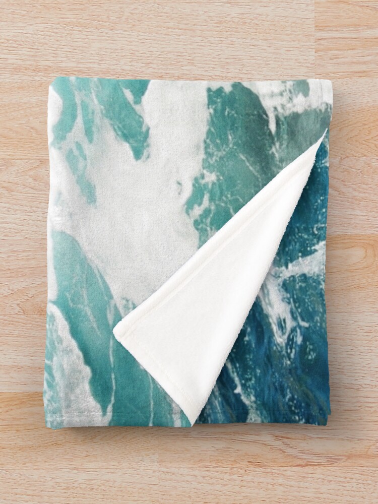 Alternate view of Blue Ocean Waves Throw Blanket