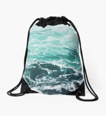Blue Ocean Summer Beach Waves Drawstring Bag