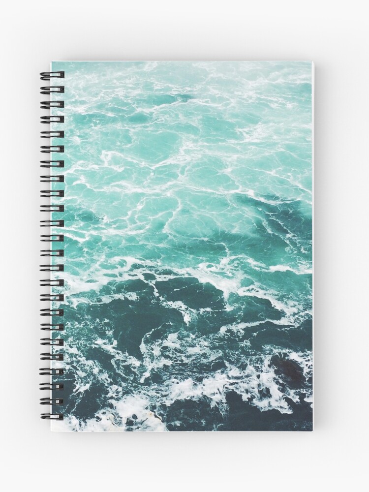 Turquoise Blue Ocean Shore Waves Spiral Notebook for Sale by AlexandraStr