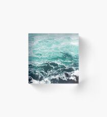Blaue Ozean-Sommer-Strand-Wellen Acrylblock