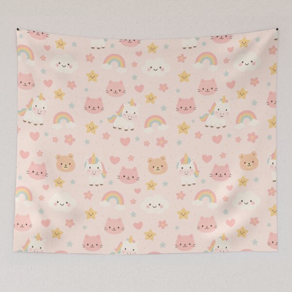 Item preview, Kawaii Rainbow Animal Seamless Pattern | Cute Pastel Dream Design designed and sold by graphicnew.