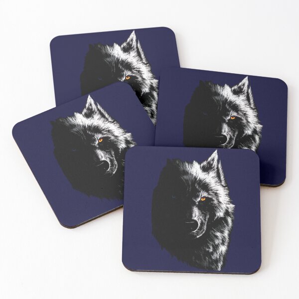 Item preview, Artistic Wolf Face Illustration – Light and Shadow Duality, Piercing Blue and Orange Eyes, Symbolic and High-Contrast Style designed and sold by ArteeInnovation.