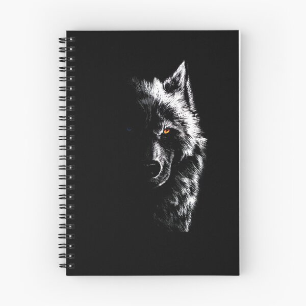 Item preview, Artistic Wolf Face Illustration – Light and Shadow Duality, Piercing Blue and Orange Eyes, Symbolic and High-Contrast Style designed and sold by ArteeInnovation.