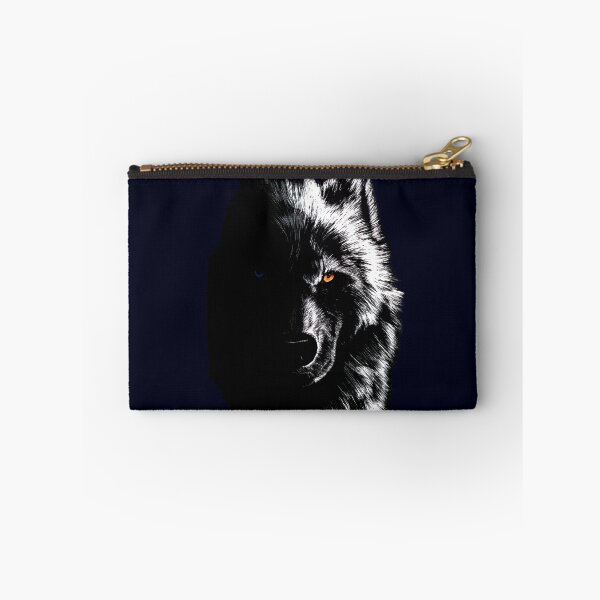 Item preview, Artistic Wolf Face Illustration – Light and Shadow Duality, Piercing Blue and Orange Eyes, Symbolic and High-Contrast Style designed and sold by ArteeInnovation.
