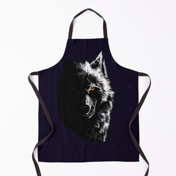 Item preview, Artistic Wolf Face Illustration – Light and Shadow Duality, Piercing Blue and Orange Eyes, Symbolic and High-Contrast Style designed and sold by ArteeInnovation.