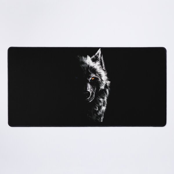 Item preview, Artistic Wolf Face Illustration – Light and Shadow Duality, Piercing Blue and Orange Eyes, Symbolic and High-Contrast Style designed and sold by ArteeInnovation.