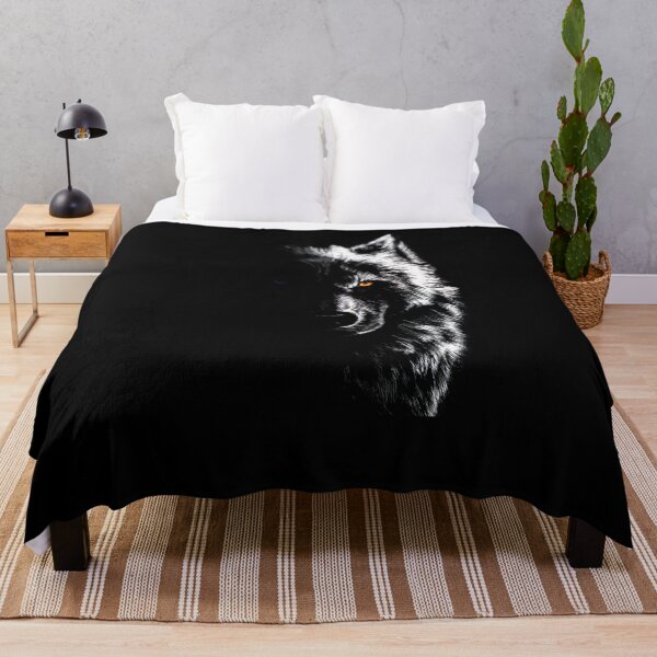 Item preview, Artistic Wolf Face Illustration – Light and Shadow Duality, Piercing Blue and Orange Eyes, Symbolic and High-Contrast Style designed and sold by ArteeInnovation.