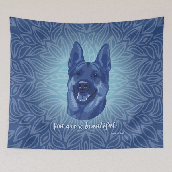 Item preview, DuFauna German Shepherd Blue Smiling Face "You are so beautiful" designed and sold by DuFauna.