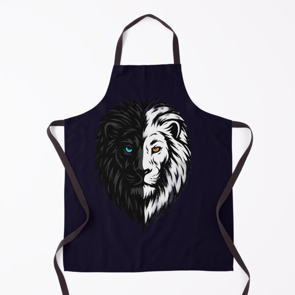 Item preview, Artistic Lion Face Illustration – Black and White Duality, Piercing Blue and Orange Eyes, Symbolic and High-Contrast Design designed and sold by ArteeInnovation.