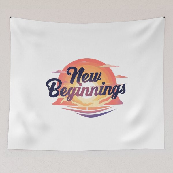 Item preview, New Beginnings – Retro Sunrise Motivation Design designed and sold by Kavya Art.
