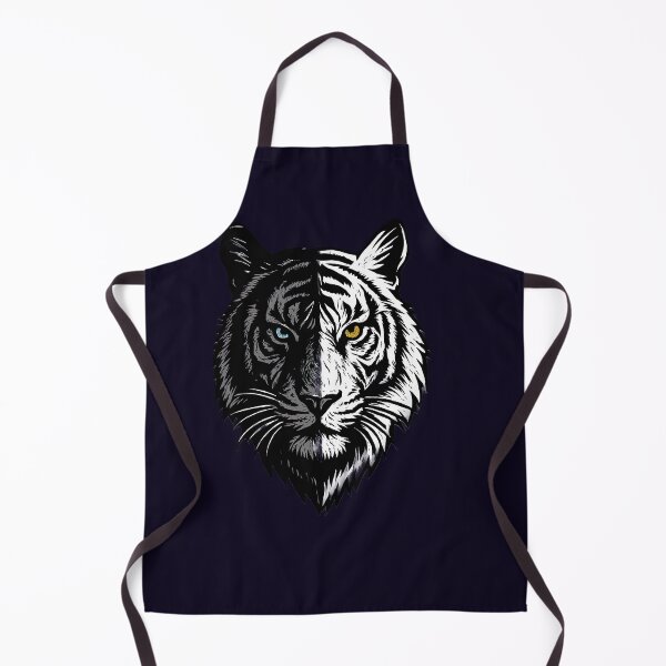 Item preview, Artistic Tiger Face Illustration – Symmetrical Black and White Design with Blue and Yellow Eyes, High-Contrast and Symbolic Style designed and sold by ArteeInnovation.