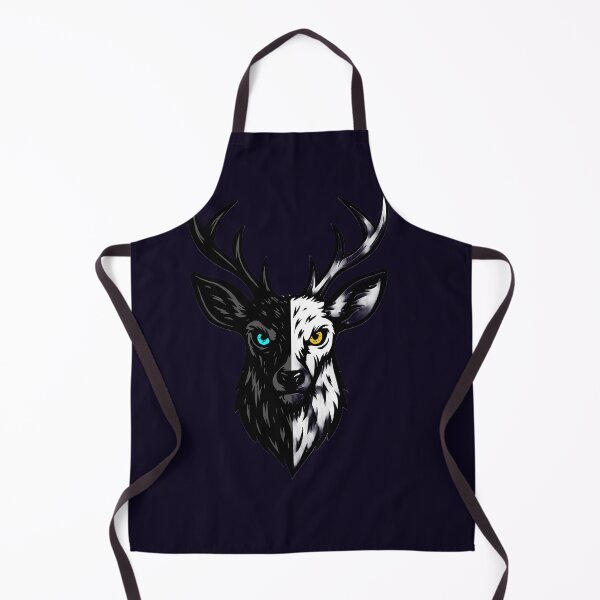 Item preview, Artistic Deer Head Illustration – Symmetrical Light and Dark Design with Cyan and Yellow Eyes, Symbolic and High-Contrast Style designed and sold by ArteeInnovation.
