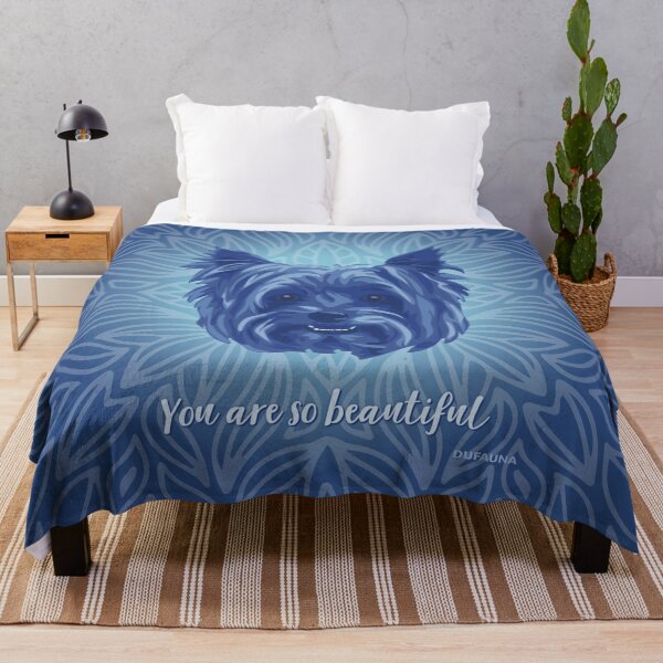 Item preview, DuFauna Yorkie Blue Smiling Face "You are so beautiful" designed and sold by DuFauna.