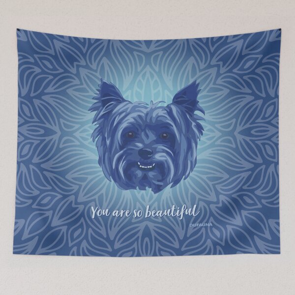 Item preview, DuFauna Yorkie Blue Smiling Face "You are so beautiful" designed and sold by DuFauna.