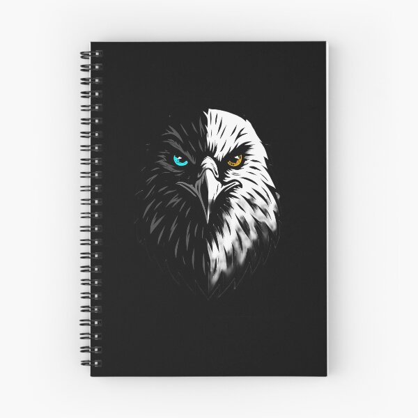 Item preview, Artistic Eagle Head Illustration – Symmetrical Light and Dark Design with Cyan and Amber Eyes, High-Contrast and Symbolic Style designed and sold by ArteeInnovation.