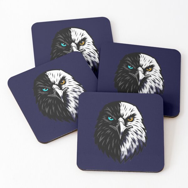 Item preview, Artistic Eagle Head Illustration – Symmetrical Light and Dark Design with Cyan and Amber Eyes, High-Contrast and Symbolic Style designed and sold by ArteeInnovation.