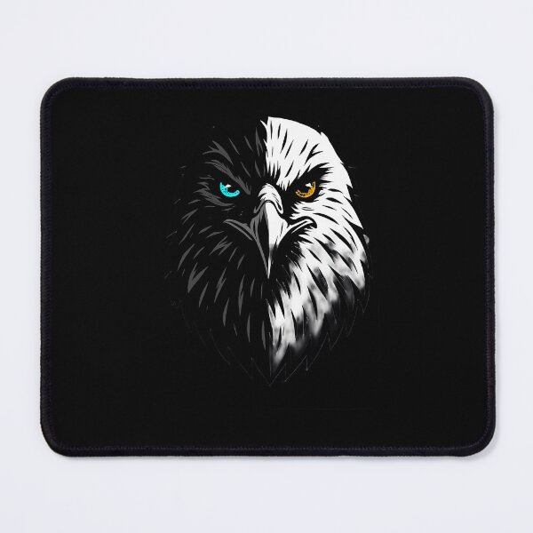Item preview, Artistic Eagle Head Illustration – Symmetrical Light and Dark Design with Cyan and Amber Eyes, High-Contrast and Symbolic Style designed and sold by ArteeInnovation.