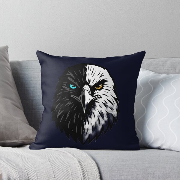 Item preview, Artistic Eagle Head Illustration – Symmetrical Light and Dark Design with Cyan and Amber Eyes, High-Contrast and Symbolic Style designed and sold by ArteeInnovation.