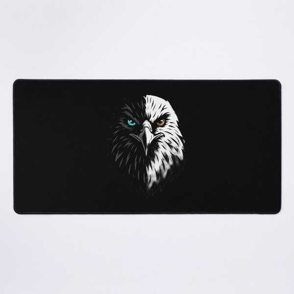 Item preview, Artistic Eagle Head Illustration – Symmetrical Light and Dark Design with Cyan and Amber Eyes, High-Contrast and Symbolic Style designed and sold by ArteeInnovation.