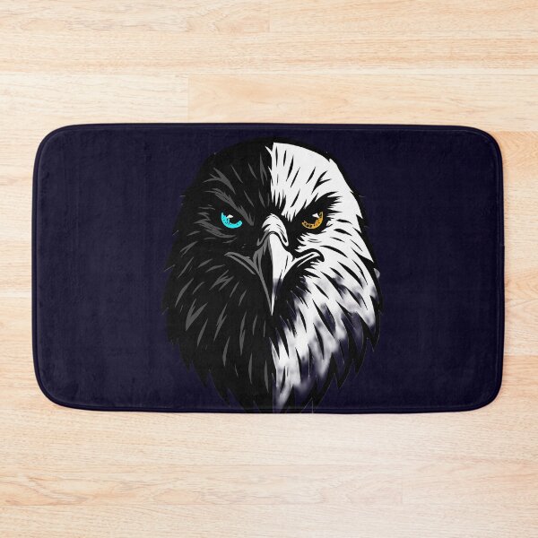Item preview, Artistic Eagle Head Illustration – Symmetrical Light and Dark Design with Cyan and Amber Eyes, High-Contrast and Symbolic Style designed and sold by ArteeInnovation.