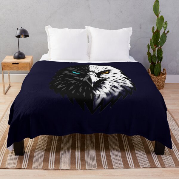 Item preview, Artistic Eagle Head Illustration – Symmetrical Light and Dark Design with Cyan and Amber Eyes, High-Contrast and Symbolic Style designed and sold by ArteeInnovation.