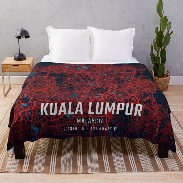 Item preview, Kuala Lumpur Red & Blue Minimalist Map designed and sold by HomeLivingCo.