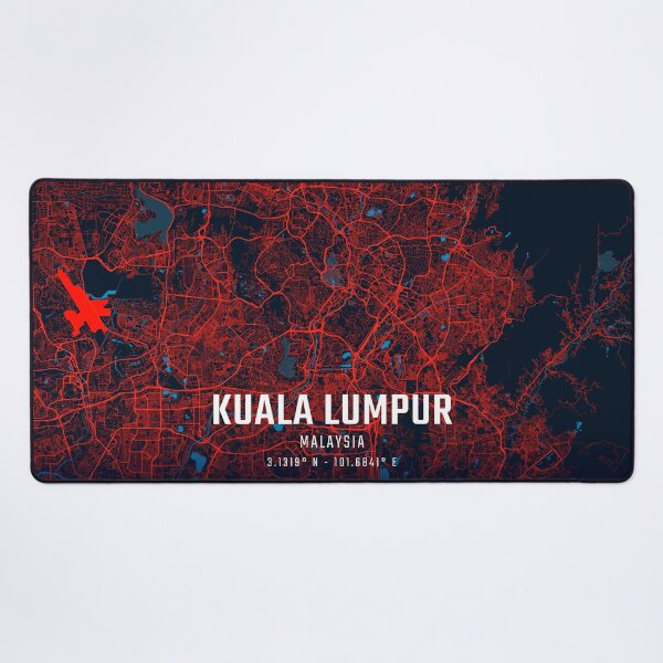 Item preview, Kuala Lumpur Red & Blue Minimalist Map designed and sold by HomeLivingCo.