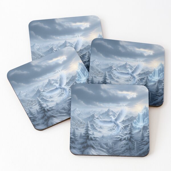 Item preview, Ice Phoenix Over Alpine Peaks, Frosted Blue Dawn designed and sold by CharmedVille.